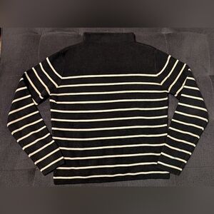 B&W Striped Mock Turtleneck Sweater, Size Smal - Eligible For 3 For 20$ Bundle